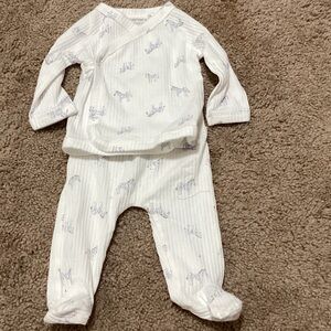 3mo White Striped Kids One Piece
